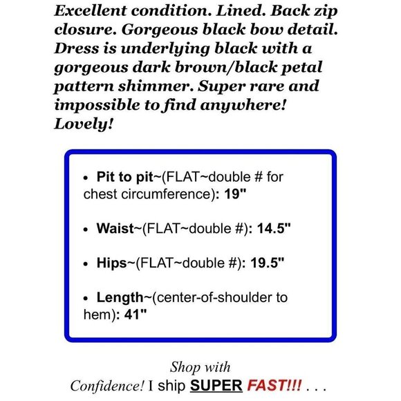 Donna Ricco Collection Sz 6 Black Brown Metallic Shimmer Bow Formal Dress - Picture 5 of 5